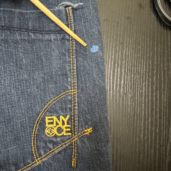 VTG Encye Jeans Men's 40 Dark Wash Embroidered Baggy Skater Hip Hop Rap Y2K 00s - Picture 8 of 12